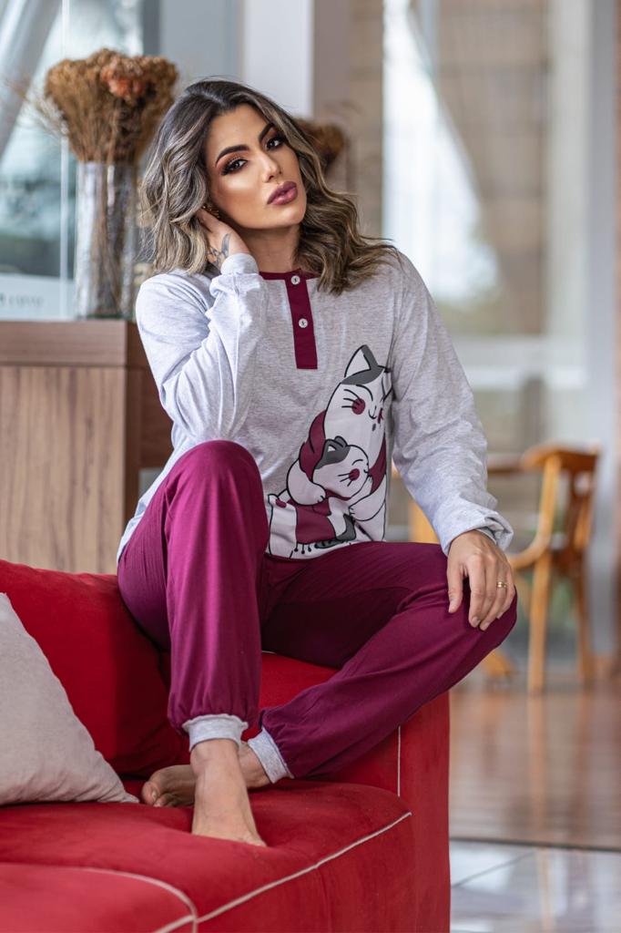 Pijama Feminino Botão
