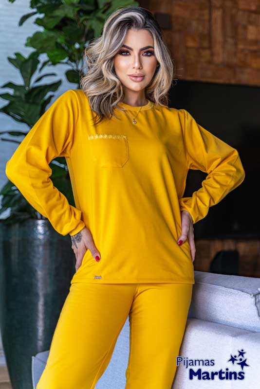 Pijama amarelo moletim Heloa